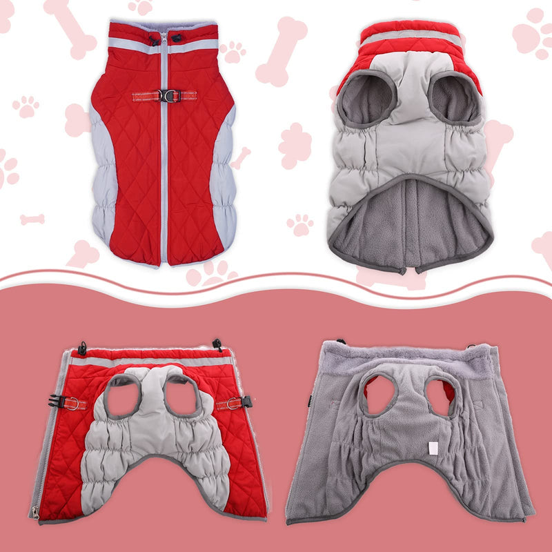 Lelepet Warm Dog Winter Coat Dog Coat Dog Cold Weather Coats Windproof Reflective Turtleneck Fleece Dog Jacket with Harness Thick Dog Fleece Vest XLarge Dog Coat, Dog Coats for Small Medium Large Dogs X-Large Red - PawsPlanet Australia