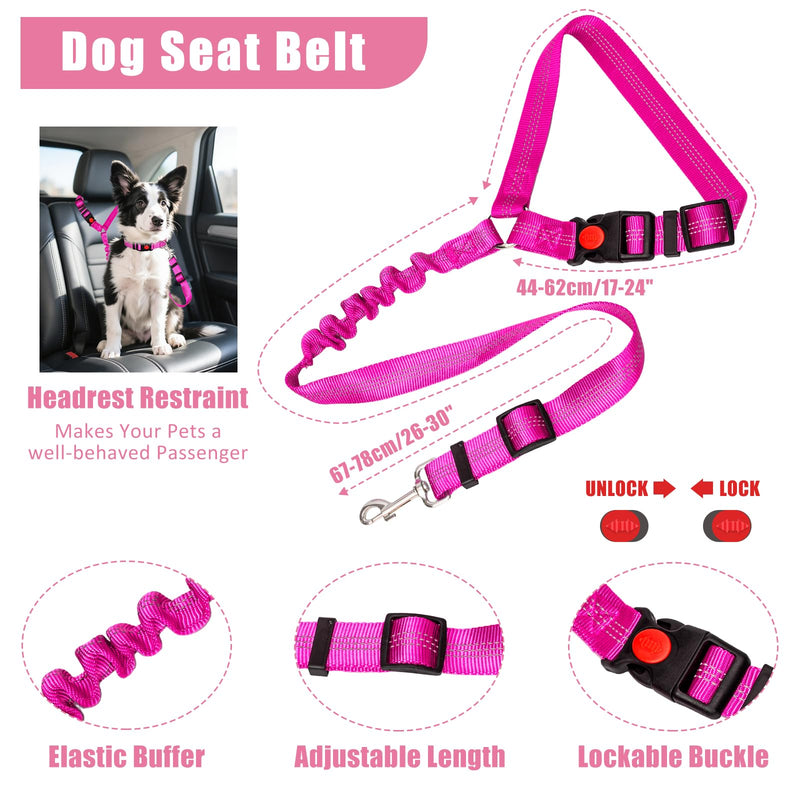 No Pull Dog Harness Adjustable Collar & Leash Set - Dog Halter Harnesses Collapsible Bowls & Poop Bag Dispenser Muzzle ID Tags Toys Fits Small Medium Large Dogs (Pink-M) Pink
