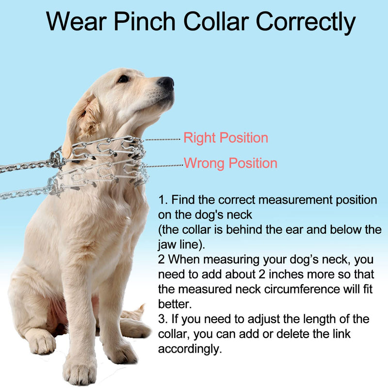 Darkyazi Durable Pinch Collar Stainless Steel Dog Adjustable Pet Training Collar for Medium Large Dogs (Large (Pack of 1), Silver) Large (Pack of 1)