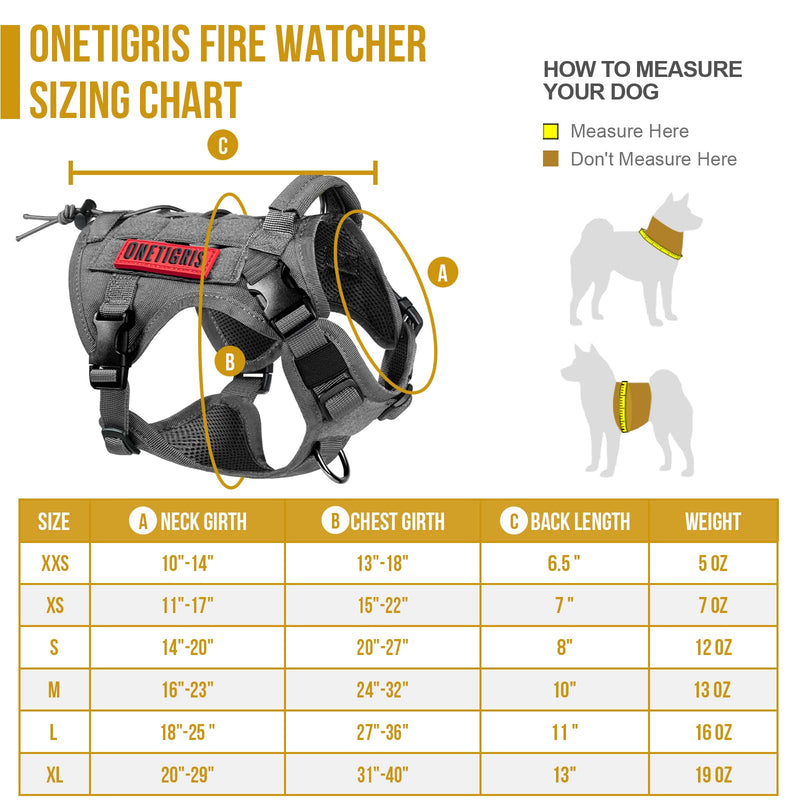 OneTigris Dog Harness, Adjustable Tactical Dog Harness with Handle Full Body Dog Vest for Hiking Training Outdoor Dogs(Grey,Small) S Grey - PawsPlanet Australia