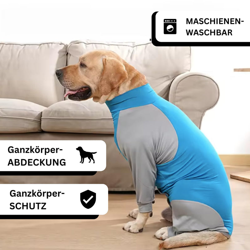 Dog suit against hair - surgical protective suit/dog overall anti-shedding - wound protection dog clothing - dog bodysuit with legs for protection and against hair in the house (Blue, S) Blue