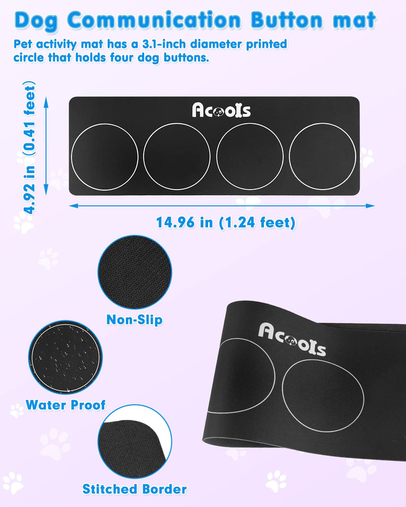 Dog Buttons for Communication, 4 Dog Talking Button Set, Speaking Buttons for Cats and Dogs, 30s Voice Recordable Pet Training Buzzer with Waterproof Dog Activity Mat and 24 Scene Stickers 4Pack - PawsPlanet Australia