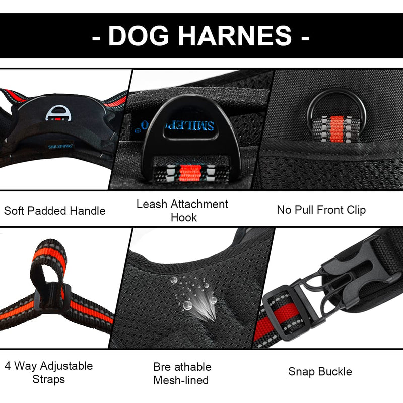 SmilePowo No-Pull Dog Harness Pet Harness Adjustable Outdoor Pet Vest Oxford Material Reflective Vest for Dogs Easy Control for Medium Large black - PawsPlanet Australia