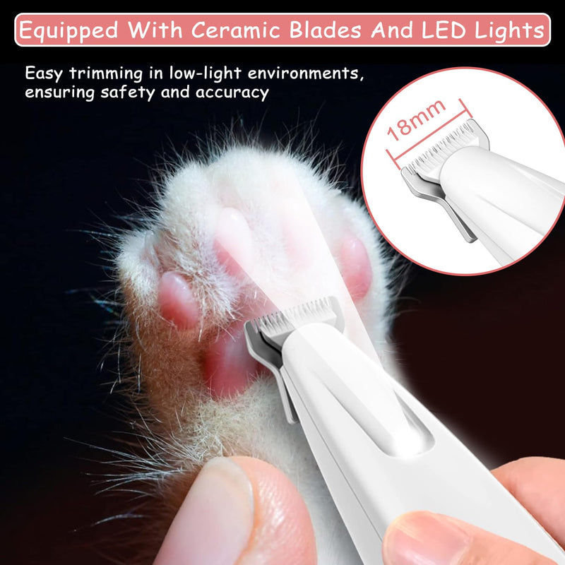 Dog Paw Trimmer with Detachable Ceramic Blade for Trimming, Cat & Dog Hair Clippers, Electric Dogs Trimmer for Paws, Rechargeable Paws Trimmers for Paws, Eyes, Ears, Face, Rump-White(Set of 3) White Set of 3 - PawsPlanet Australia