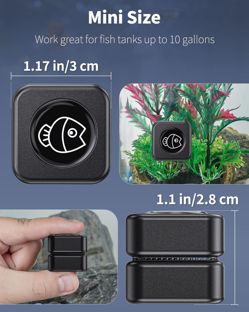 Pawfly Aquarium Magnetic Brush Fish Tank Glass Cleaner 1 Inch Mini Stain Scrubber Pads Aquarium Cleaning Tool for 1/5 Inch Thick Fish Tank up to 10 Gallons (Non-floatable) Mini(Glass Tank) - PawsPlanet Australia
