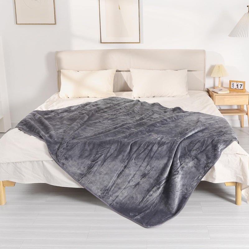 Waterproof Dog Blanket Bed Cover for Bed Couch Sofa, Liquid Pee Proof Pet Blanket Washable, Reversible Sherpa Fleece Blanket Furniture Protector for Medium Large Dogs Cats（Gray, 50"x 60"） L(50"x 60") Gray - PawsPlanet Australia