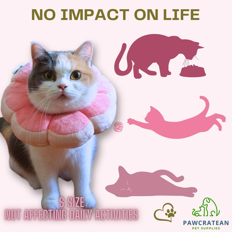 Adjustable Comfy Flower Style Elizabeth Collar for Cats Puppies Soft Recovery Cone Pet Protective Neck Collar (Pink, Small) Pink