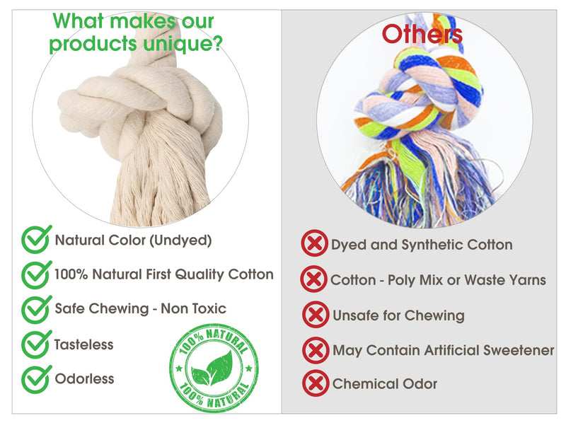 Barida Pet Supplies 100% Natural Cotton Rope Dog Toys, Premium White Cotton Dog Chew Toys, Puppy Chew Toys for Teething, Puppy Toys Small Dogs, Medium Dog Toys -Tough Dog Rope Toys Small (12.00") - PawsPlanet Australia