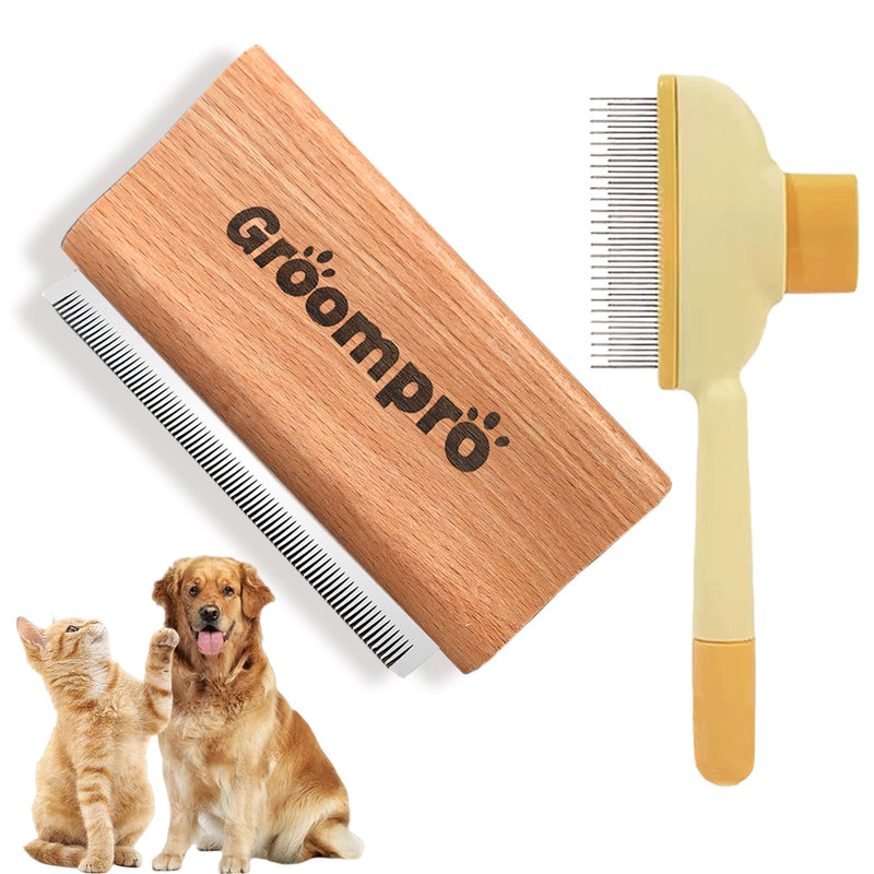 Groompro Deshedding Brush, Dog Brush for Shedding, Zen Brush for Cats,Cat Brushes Dog Brus Pet Hair Removal Tool, Painlessly Remove for Short & Long Hair(L(5.3 inch)) - PawsPlanet Australia