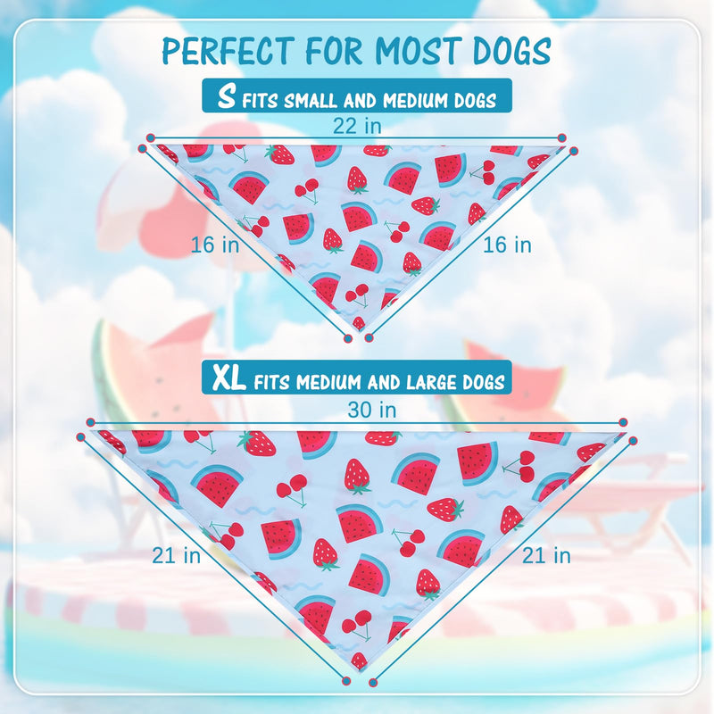 Mihachi Summer Dog Bandanas Set, 4 Pcs Ice Silk Pet Triangle Scarves, Adjustable Printed Dog Bandana Accessory for Dogs Cats Pets X-Large - PawsPlanet Australia