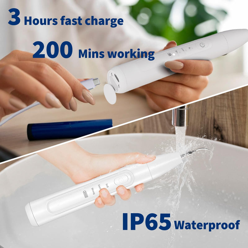 Dog Plaque and Tartar Remover,Ultrasonic Plaque Remover for Teeth with LED Light,3 Modes Low Noise Sonic Dog Tooth Cleaning Kit Tool for Pet Dental Care,White - PawsPlanet Australia