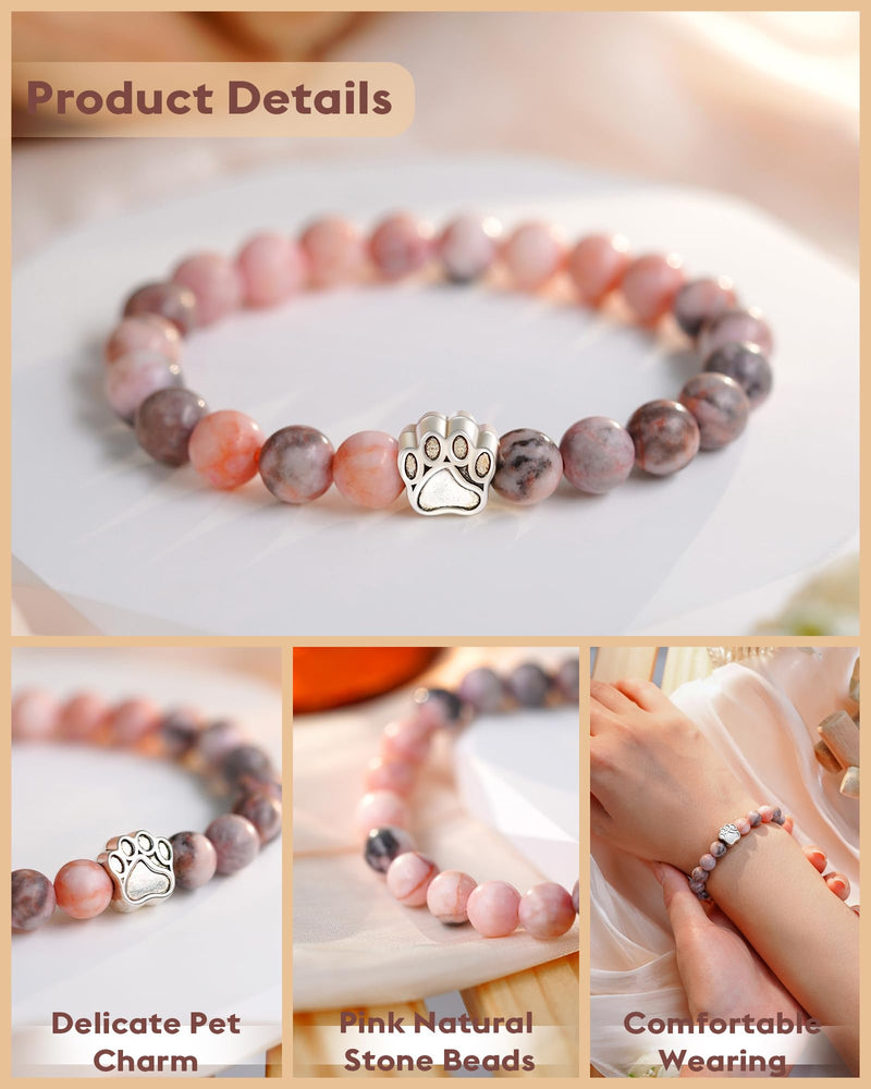 Pet Memorial Gifts for Loss of Dog Cat, 𝗡𝗮𝘁𝘂𝗿𝗮𝗹 𝗦𝘁𝗼𝗻𝗲 𝗕𝗿𝗮𝗰𝗲𝗹𝗲𝘁 for Women Men Who Loss of Pet Dog/Cat Pink - PawsPlanet Australia