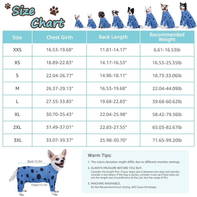 Dog Surgery Suit Long Sleeve, Dog Recovery Suit Female Male with Zipper Closure Post Spay, Neuter, Dog Onesie Shedding Suit Full Coverage Bodysuit (Blue, XXS) XX-Small Blue - PawsPlanet Australia