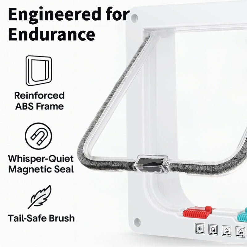 Extra Large Cat Door with 4-Way Lock (Outer Size 11"x9.8"), Weatherproof Flap for Cats & Small Dogs up to 25.5 lbs, White - PawsPlanet Australia
