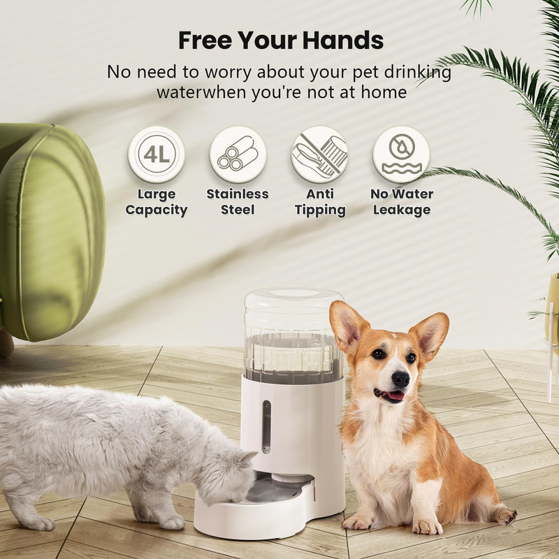 CZPET 4L Pet Water Dispenser Without Electricity Unplugged Automatic Water Bowl Dispenser Gravity Water Dispenser for Cats Water Self Feeder Dog Fountain Dogs Bowl Bottles for Kitten Puppy - PawsPlanet Australia