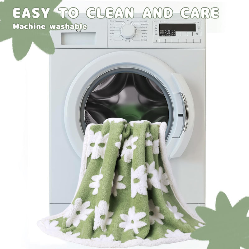 Luciphia Waterproof Pet Blanket for Medium Large Dogs Washable Fluffy Thick Jacquard Shag Fleece Warm Sherpa 3D Textured Flower Print for Cats Puppy Couch Protection (Green,57x40 inches) Green 57x40 inches - PawsPlanet Australia