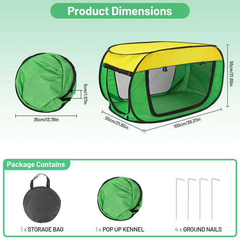 Travel Dog Crate Portable Dog Kennel for Small Dogs Pop Up Soft Dog Enclosure Indoor Outdoor for Medium Dogs Pets Foldable Crate?Green and Yellow-Medium? - PawsPlanet Australia