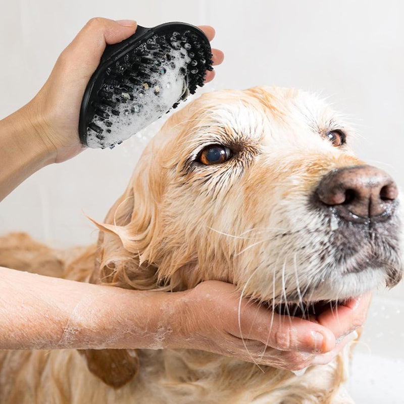Dog Brush Kit for Grooming Short & Long Haired Dogs & Cats, 4-in-1 Pet Grooming Set with Self-Cleaning Slicker Brush, Deshedding Tool, Shampoo Bath Comb, Massge Comb (Blue Black) Blue Black - PawsPlanet Australia