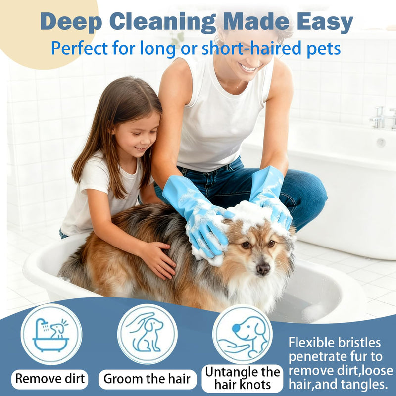 pte Grooming Gloves: Bite-Resistant Pet Bathing Glove with Anti-Slip Particles, Wet and Dry use, Safe for All Ages. Great as Dog Brush Glove and Cat Gloves for Grooming - PawsPlanet Australia