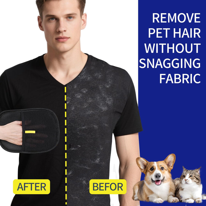 Pet Hair Removal Glove for Dogs & Cats-Upgraded Electrostatic Pet Hair Grooming Glove, Reusable Magic Brush Tool for Furniture, Couch, Carpet, Car Seats - PawsPlanet Australia