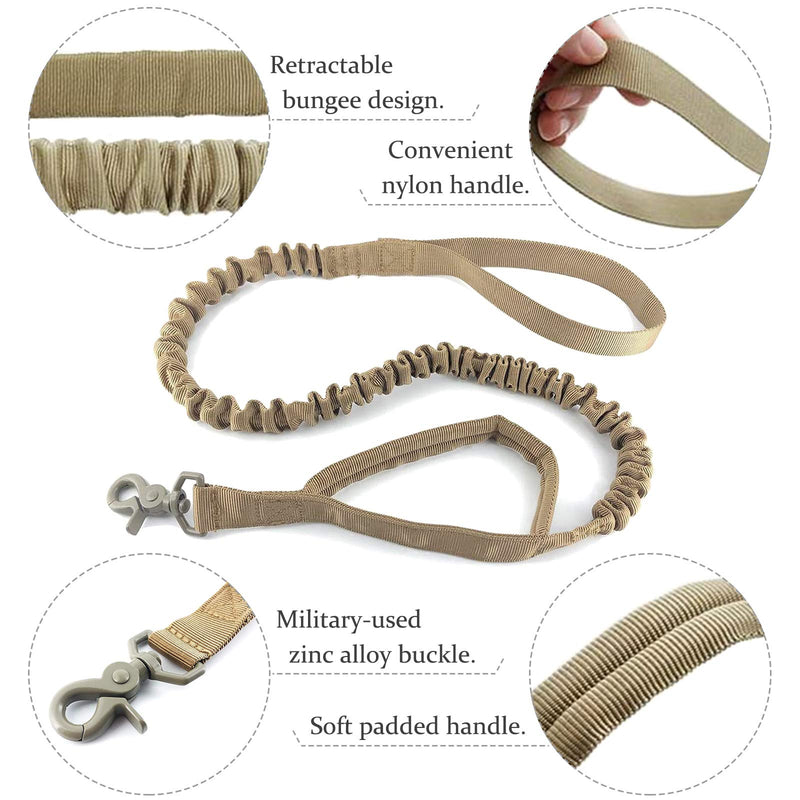 AIWAI Tactical Dog Harness with Pouches,Dog Vest Harness for Large Medium Dogs No-Pull Adjustable Military Dog Harness with Handle Walking Hiking Training (Khaki(with Leash), XL) Khaki(With Leash) - PawsPlanet Australia