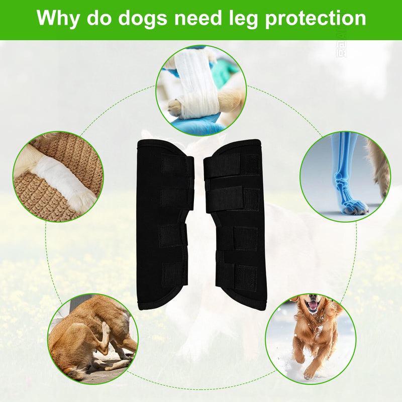 Pack of 2 Dog Ankle Protection Bandage, Ankle Bandage for Dogs, Ankle Bandage for Front and Rear Legs, Prevent Licking, for Wound Healing (Black, L)