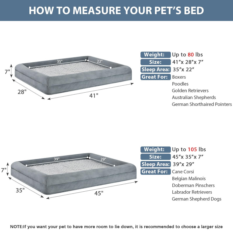 WNPETHOME XL Extra Large Dog Bed, Washable Dog Couch with Removable Waterproof Cover, Orthopedic Large Pet Sofa Bed with Bolster Sides for Sleeping Grey X-L (41x28x7in) - PawsPlanet Australia