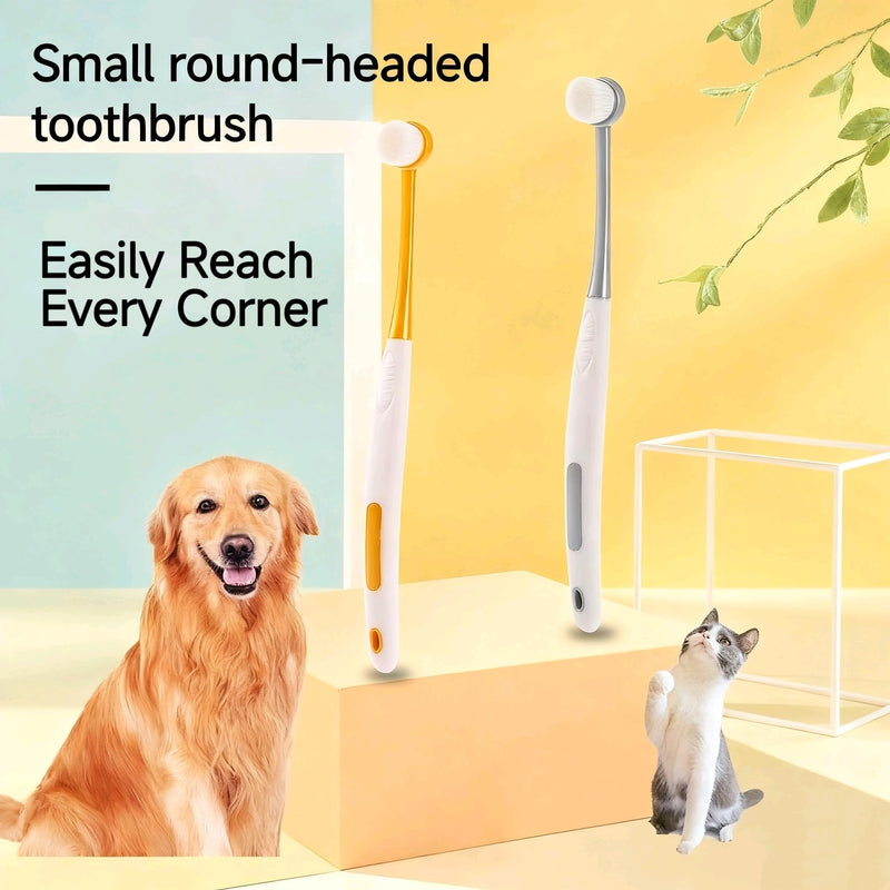 RYUNOSUKE Professional Pet Toothbrush for Small & Large Animals (Yellow) Yellow