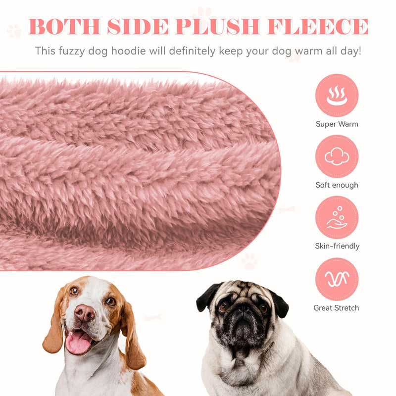 Fuzzy Dog Sweaters for Large Dogs Dog Hoodie Soft Double-Sided Plush Fleece Dog Sweater Dog Clothes Dog Coats Dog Hoodie Sherpa Hooded Sweatshirt(Pink-XL) X-Large Pink - PawsPlanet Australia
