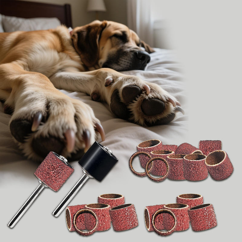22-Pack Pet Nail Grinder Replacement Kit - 60 & 100 Grit Sanding Bands for Dogs & Cats - Black Grinding Drums Claw Care, Compatible with All Major Pet Grinders (1/2 Inch) 1/2 Inch - PawsPlanet Australia