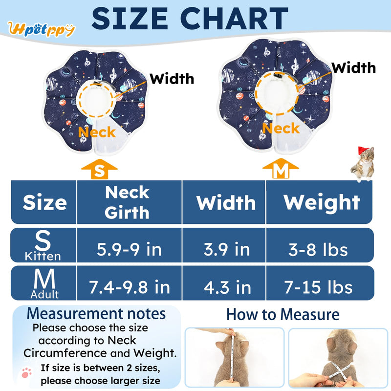 Cat Cone Collar Soft, Waterproof Cat Recovery Collar After Surgery, Adjustable Pet Donut Collar, Safety Elizabethan Collar to Prevent Licking Wounds for Kittens, Pet Cone Alternative Dark Blue Medium