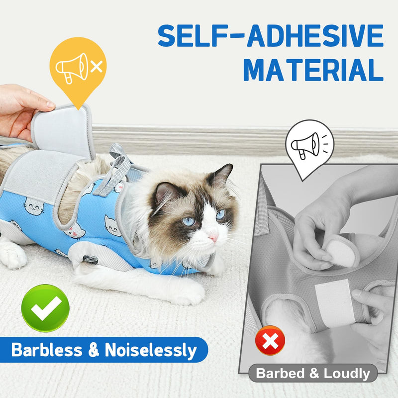 Supet Cat Grooming Hammock Harness for Nail Trimming, Cat Grooming Hanging Sling for Nail Clipping, Pet Restraint Holder for Cutting Nails, Medicine, Ear & Teeth Cleaning, Eye Care (BlueCat M) M ( Weight：5-12 Pound ) BlueCat - PawsPlanet Australia