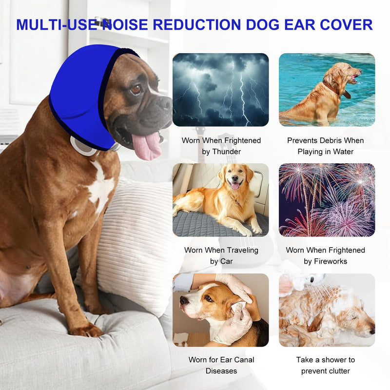Dog Ear Muffs Noise Protection,Swimming Waterproof Dog Ear Caps, Rose DogEar Covers for Bath, Pet Ears Muffs for Noise Bath, for Ears Protection,Blue (S)