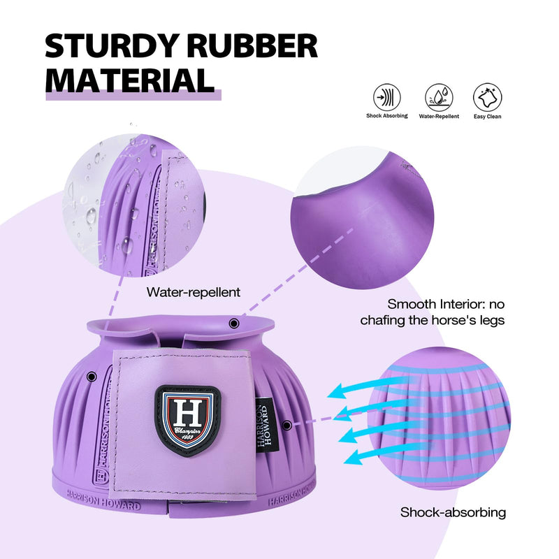 Harrison Howard Rubber Bell Boots Leather Touch-Close Overreach Boots Hoof Protection for Horses Sold in Pairs Violet L - PawsPlanet Australia