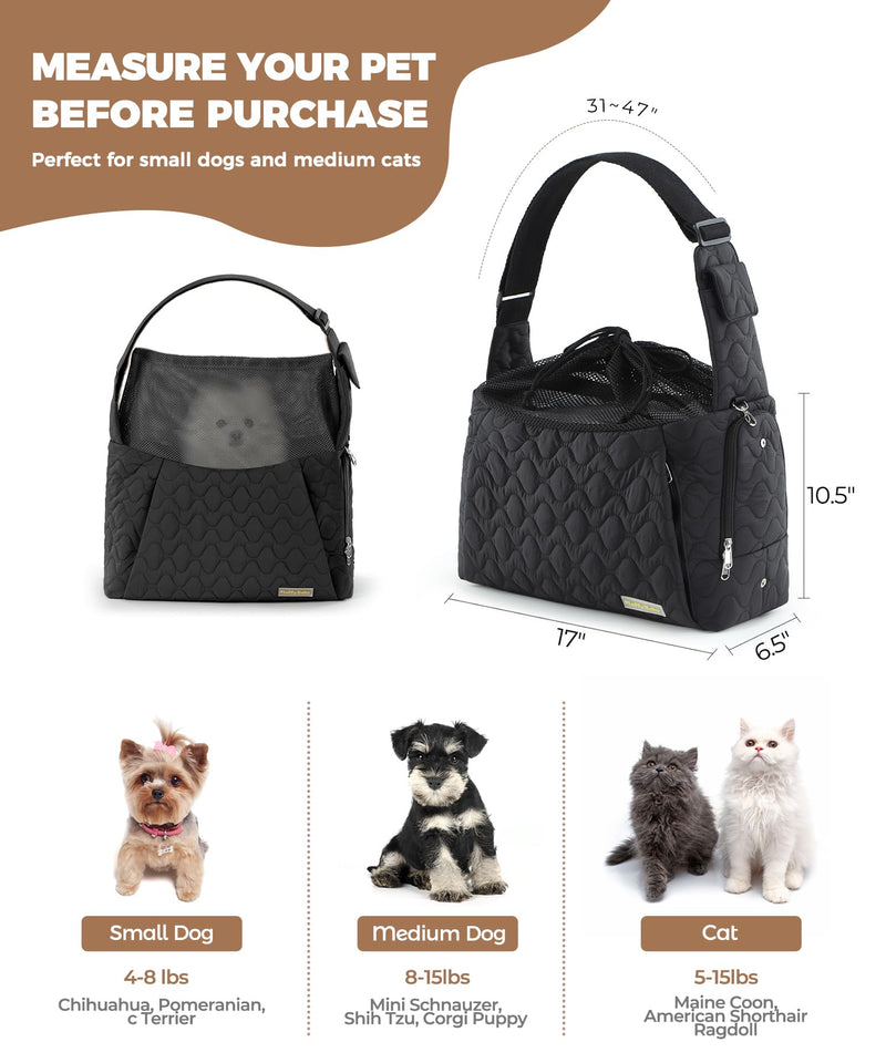 Dog Carrier Sling for Small Dogs, Front Cat Sling & Cats Up to 15 lbs, Dog Purse with Adjustable Strap Front Zipper Pocket, Double Safety Feature, Hands Free for Travel Black - PawsPlanet Australia