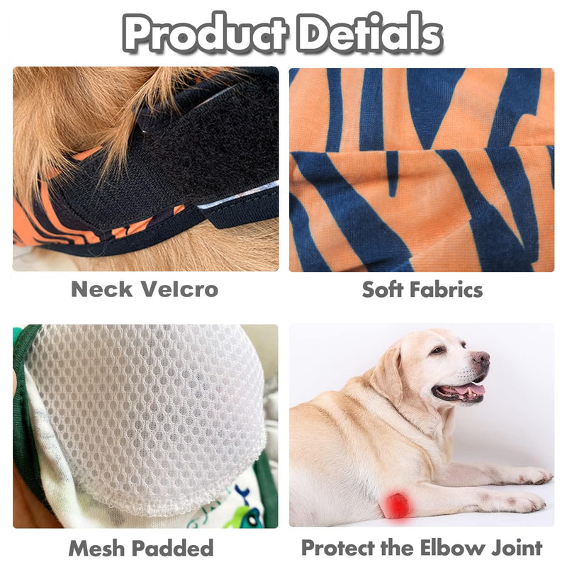 Dog Elbow Protector, Long Sleeve Dog Joint Recovery Sleeve for Prevent Licking Wound, Dog Elbow Sleeves Long with Mesh Pad for Medium Large Dogs (Tiger,2XL) 2XL-Length 13.3'' Girth<10.6'' Tiger - PawsPlanet Australia