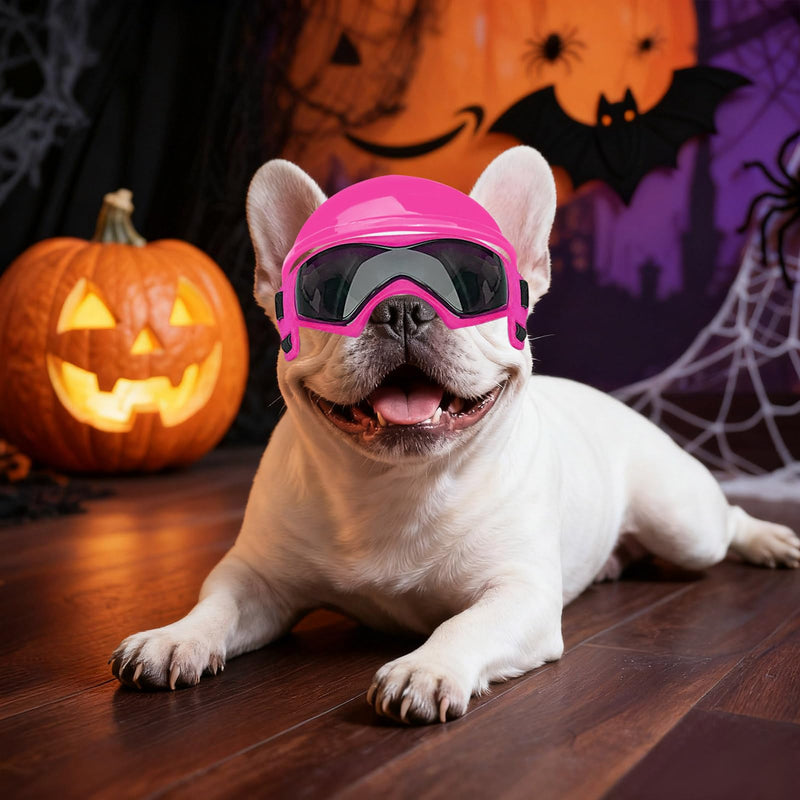 Lesypet Dog Goggles with Helmet for Small Dogs, Anti-UV Wind Protection Pet Sunglasses and Helmet Set Ear Hole Adjustable Strap Outdoor Walking Motorcycling Driving, Pink Pink + Pink - PawsPlanet Australia