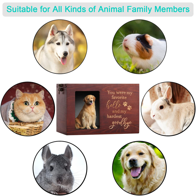 Pet Memorial Urns for Dog or Cat Ashes, Large Wooden Funeral Cremation Urns with Photo Frame, Memorial Keepsake Memory Box with Black Flannel as Lining, Loss Pet Memorial Remembrance Gift Goodbye - PawsPlanet Australia