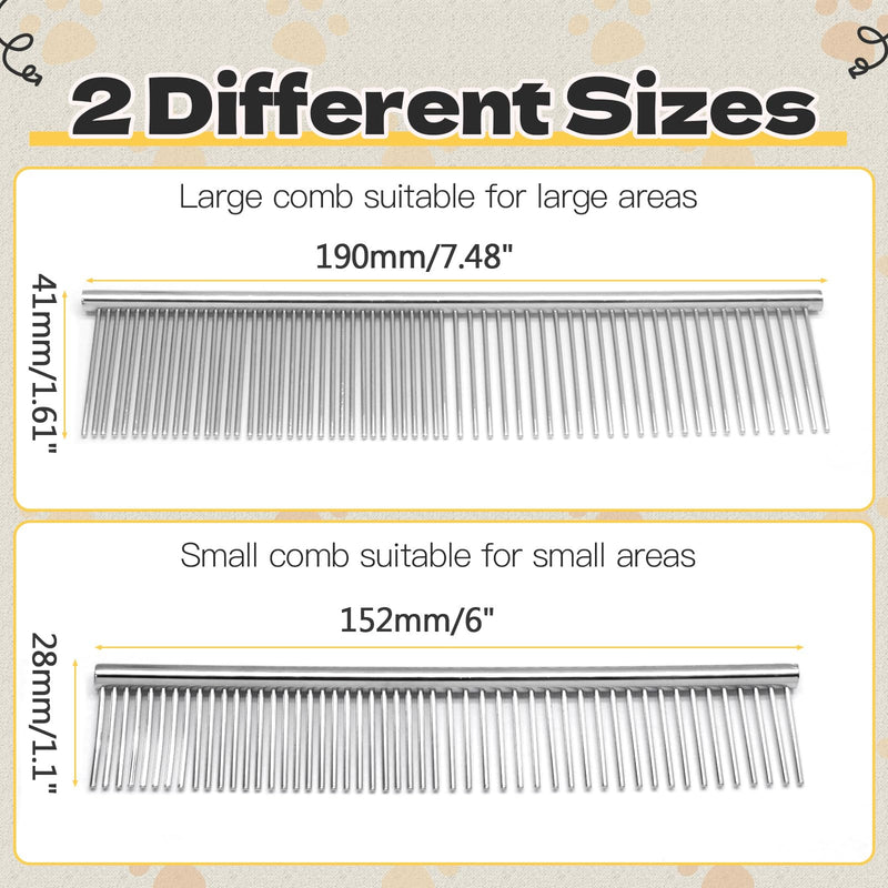 Biaungdo 2 Pcs Dog Grooming Combs Set, Metal Dog Comb for Removing Tangles and Knot, Cat Brush Grooming Tool for Long Haired Pets - PawsPlanet Australia