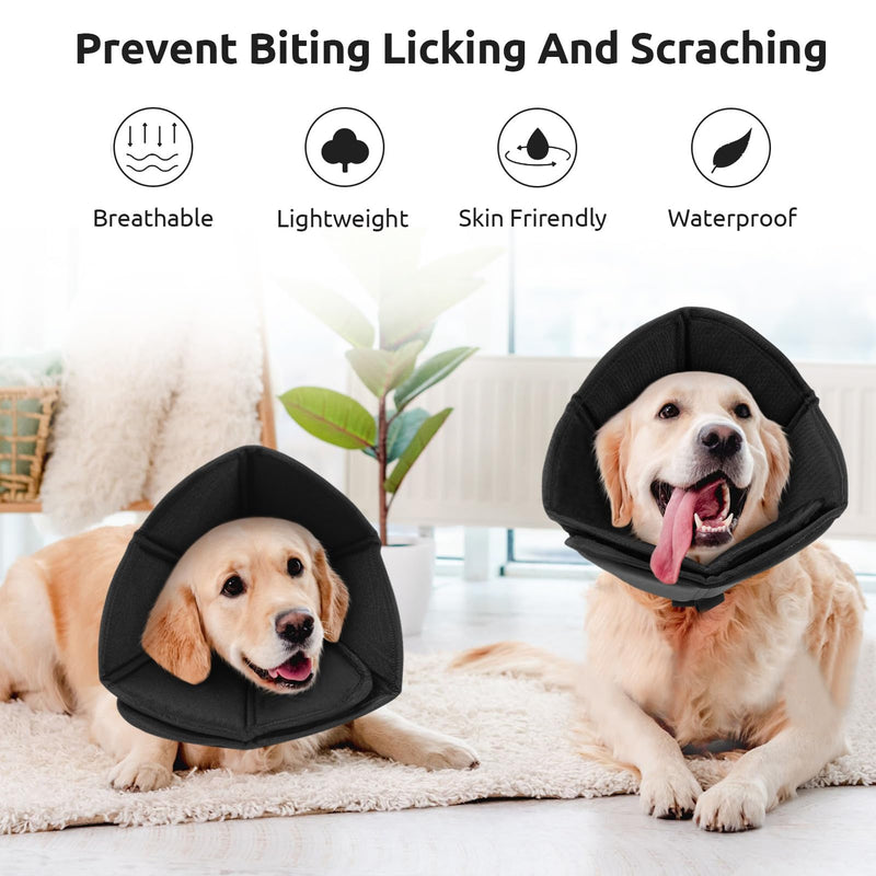 Dog Cone Collar, Dog Cones After Surgery Soft, Buster Collars for Small Medium Large Dogs and Cats,Recovery Collars for Dogs Prevent Licking (Black,XL) XL--Neck:47-59cm Black
