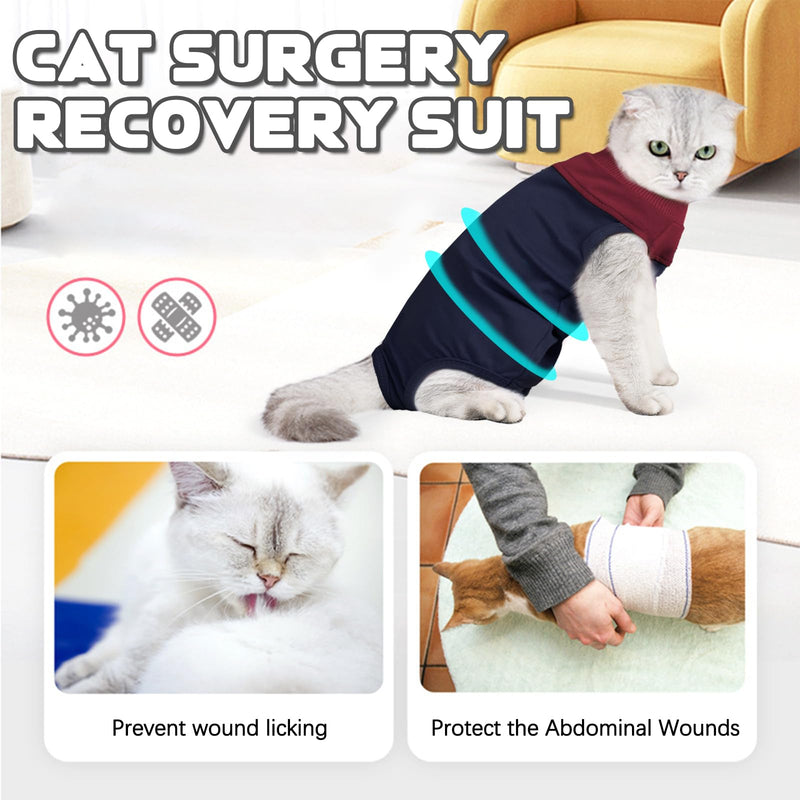 Cat Recovery Suit Female, Breathable Onesie After Surgery Female for Abdominal Wounds or Skin Diseases, Anti-Licking Full Body Cat Surgery Recovery Suit, E-Collar Alternative Wear Medium Blue