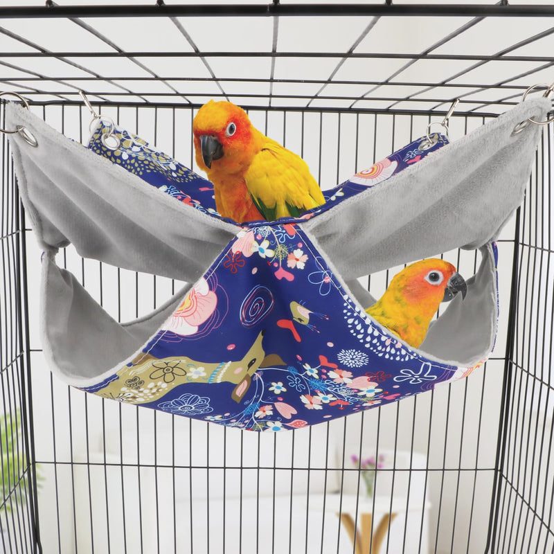 Bird Double Hammock Warm Nest Bed for Parrot Budgie Parakeet Cockatiel Conure Lovebird Hamster Rat Mice Chinchinlla (L) L - PawsPlanet Australia