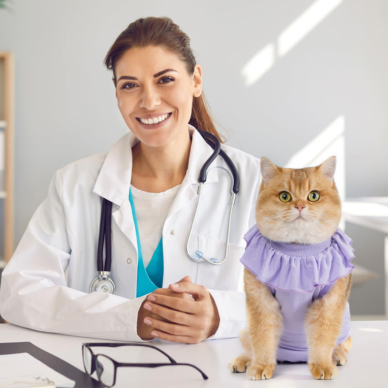 Avont Cat Recovery Suit - Kitten Onesie for Cats After Surgery, Cone of Shame Alternative Surgical Spay Suit with Ruffles for Female Cat, Post-Surgery or Skin Diseases Protection -Lilac (M) Purple Medium - PawsPlanet Australia