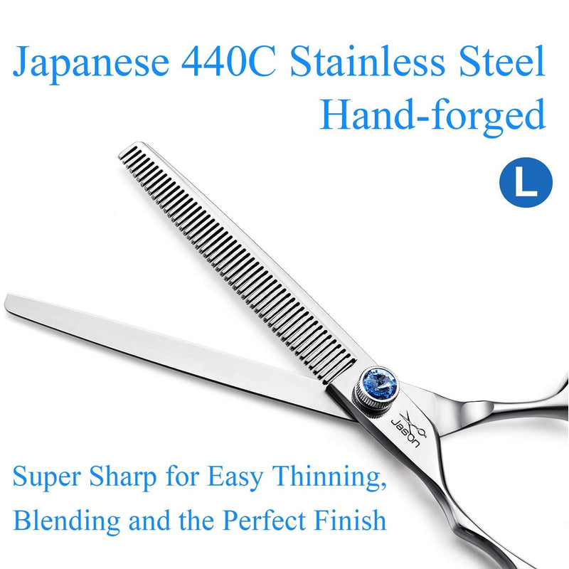 JASON Left Handed 7" 50 Teeth Blending Dog Grooming Scissor, Ergonomic Cats Grooming Thinning Shears Pets Trimming Kit with Offset Handle and a Jewelled Screw, Sharp, Comfortable Blender Christmas Left Hand 7 inches Blender - PawsPlanet Australia