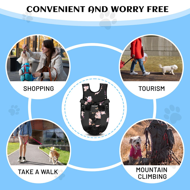 Petmolico Pet Dog Carrier Backpack, Adjustable Dog Legs-Out Front Backpack, Hands-Free Cat Pup Front Carrier Travel Bag, Easy-fit for Traveling Hiking for Small Medium Dogs, XL, Pink Rose - PawsPlanet Australia