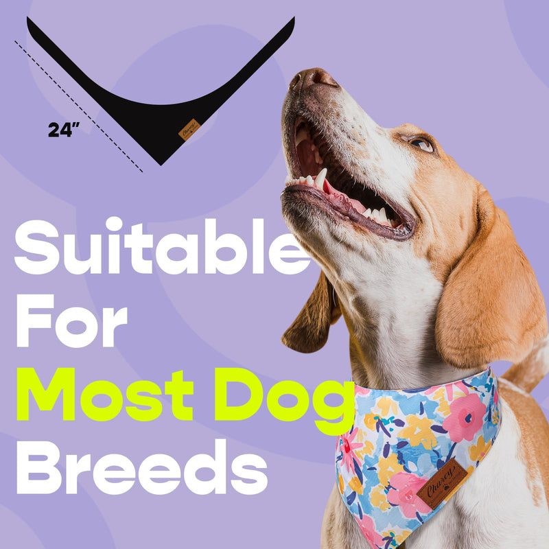 Charcy Dog Bandanas 4 Pack, Fall Dog Bandana Boy Girl for Holiday Birthday, Adjustable Durable Dog Scarf, Unique Design - Ink Flower XL X-Large - PawsPlanet Australia