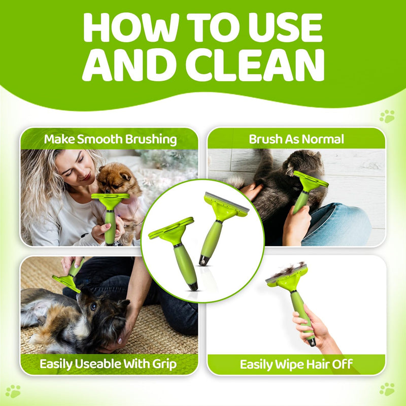 Pet Grooming Brush & Deshedding Tool for Dogs & Cats – Reduces Shedding by 95% | Professional Undercoat Comb for Short, Medium & Long Hair | Stainless Steel Shedding Brush for Fur Removal - PawsPlanet Australia