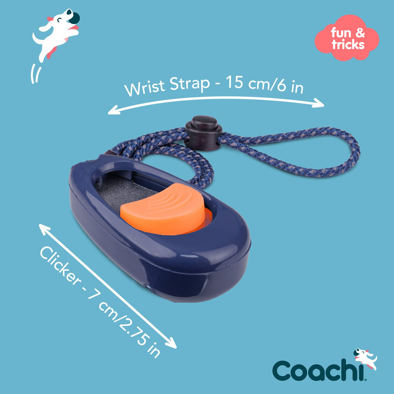 Coachi Multi-Clicker, Dog Accessory, Volume Control with 3 settings, Easy to Click, Adjustable Wrist Strap, Dog Clicker, For Dog Training, Including Sensitive Dogs and Puppies Newer Model Navy/Coral - PawsPlanet Australia