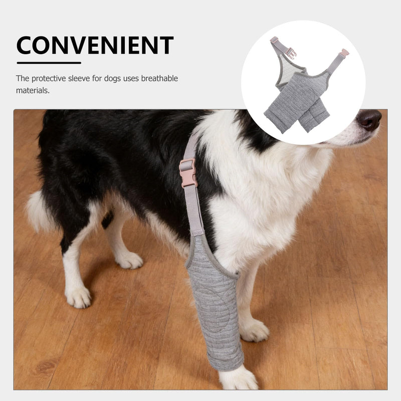 TEHAUX Atmungsaktive Wundmanschette für Hunde Vorder und Hinterbeine aus Elastischem Polyester in Grau XL für Sicheren Wundschutz und Bewegungsfreiheit