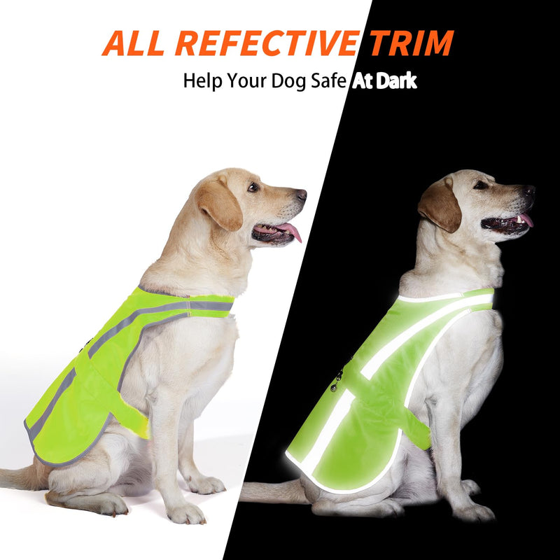 Reflective Dog Vest for Small and Medium Breeds, High Visibility Dog Safety Vest with Removable Bell Keep Safe from Hunting, Training & Cars Accidents Neon Green S - PawsPlanet Australia
